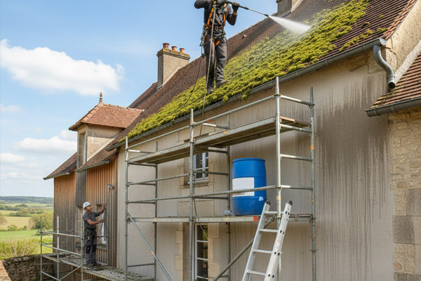 Nettoyage et traitement hydrofuge perlant de toiture